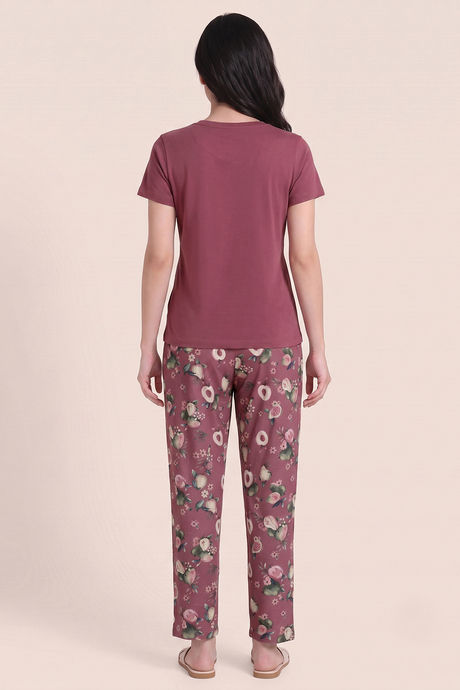 Zivame Buttersoft Fruity Collection Knit Poly Pyjama Set - Mesa Rose — image 4